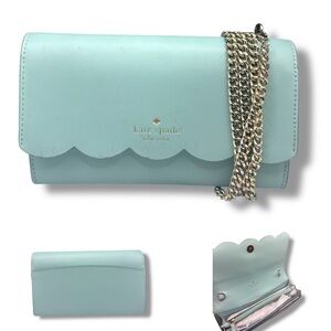 Kate Spade Light Blue Scalloped Chain Wallet